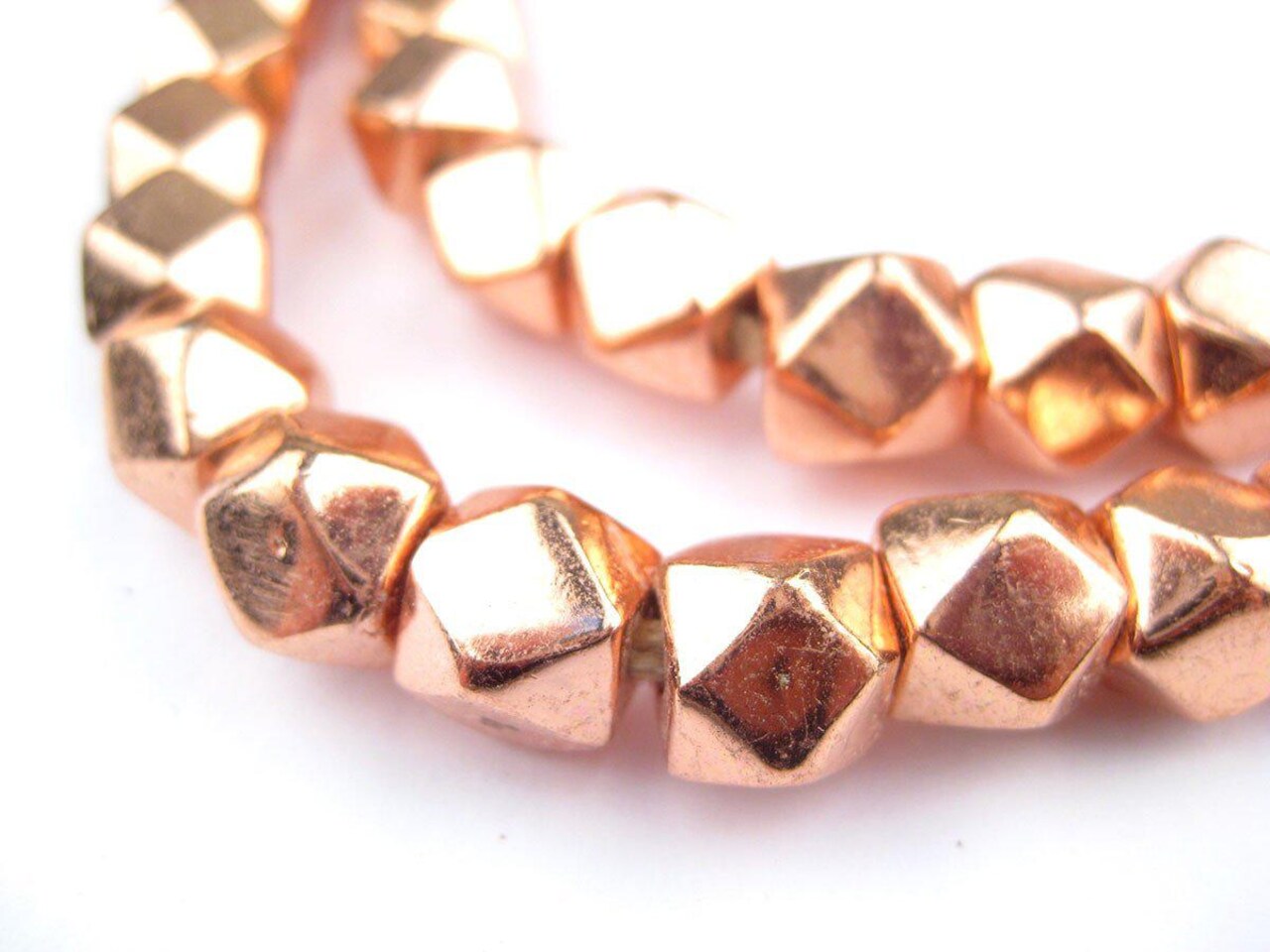 Cornerless Cube Beads - Full Strand of Faceted Ethnic Metal Spacers - The Bead Chest (9mm, Copper)
